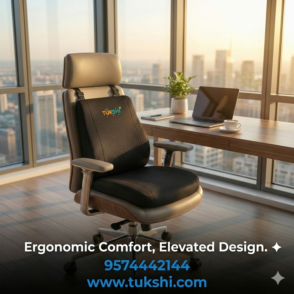 Tukshi Office Comfort Combo, Ergonomic Seat Cushion with Lumbar Back Support