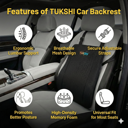 Tukshi Car Seat Back Support | Memory Foam Backrest