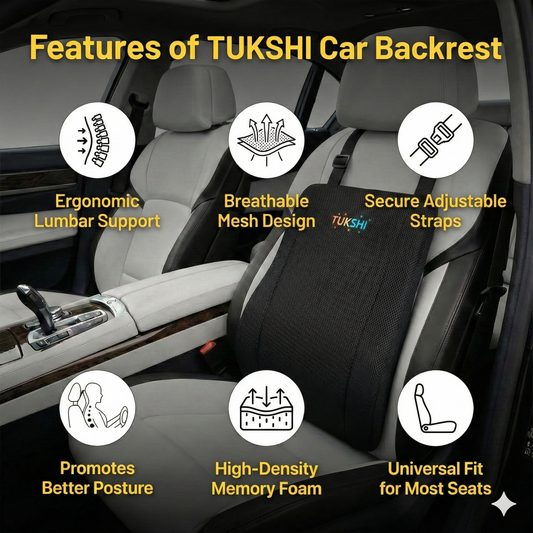 Tukshi Car Seat Back Support | Memory Foam Backrest
