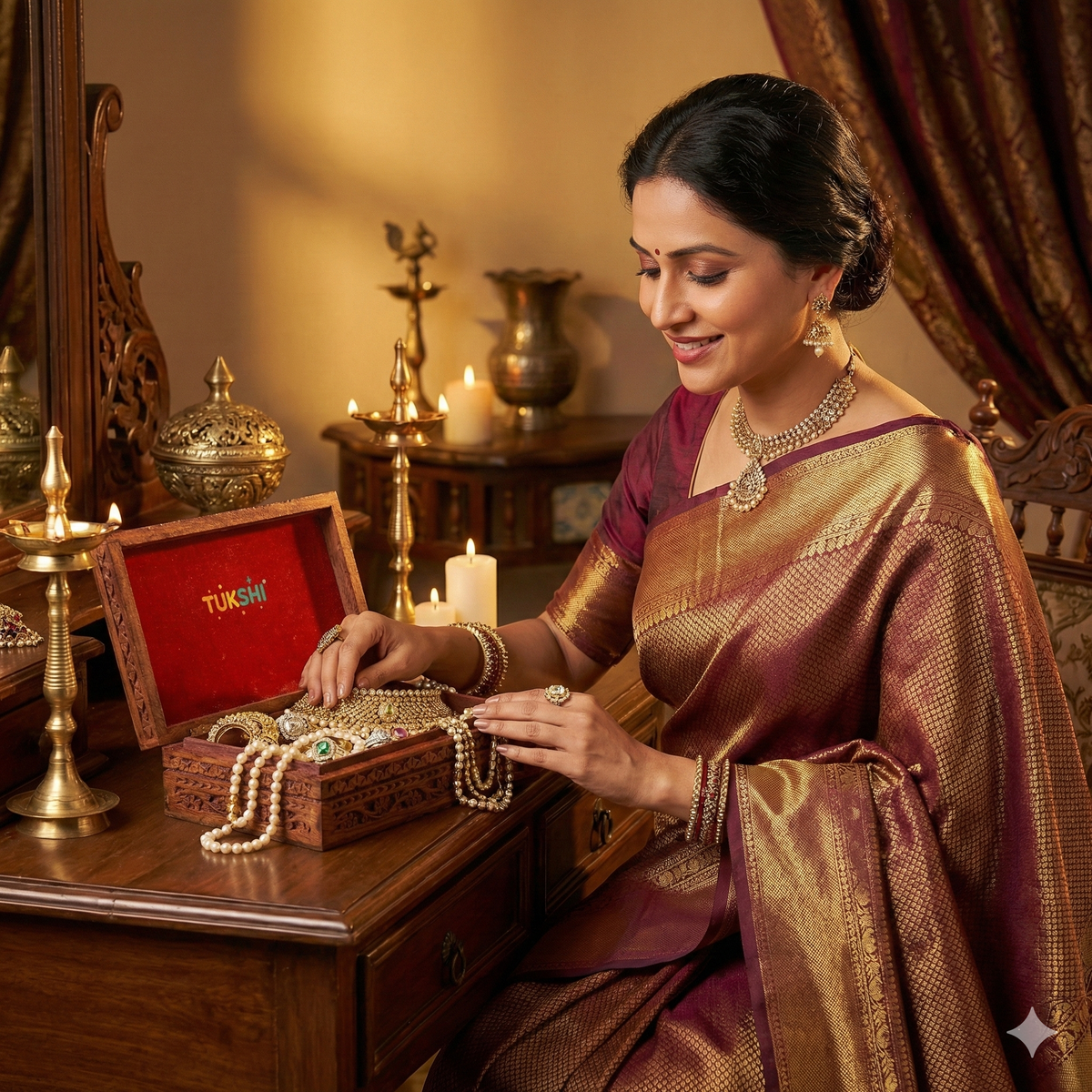 Tukshi Wooden Carvings Jewellery Box