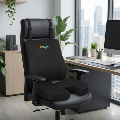 Tukshi Office Comfort Combo, Ergonomic Seat Cushion with Lumbar Back Support