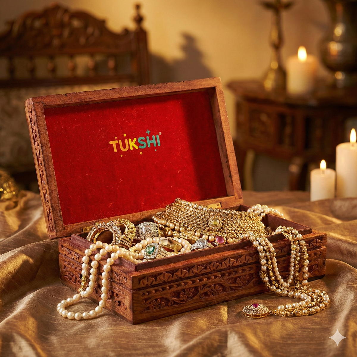 Tukshi Wooden Carvings Jewellery Box