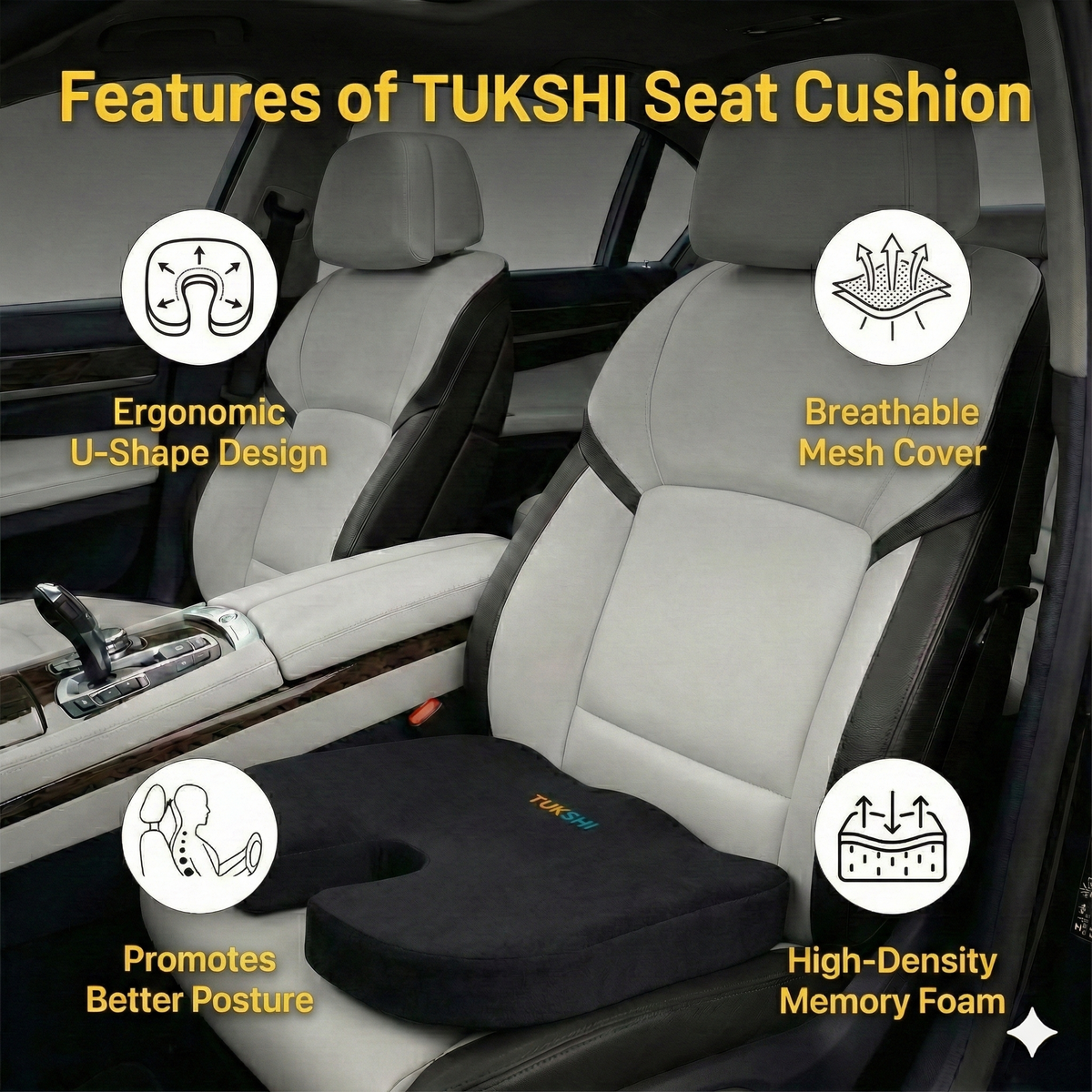 Tukshi Ultimate Pro Seat Cushion for Hip | Tailbone | Coccyx
