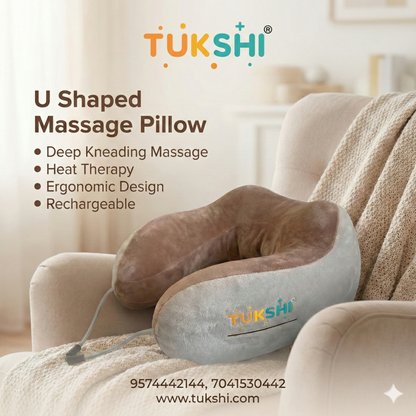 Tukshi Rechargeable U-Shaped Travel Neck Massage Pillow