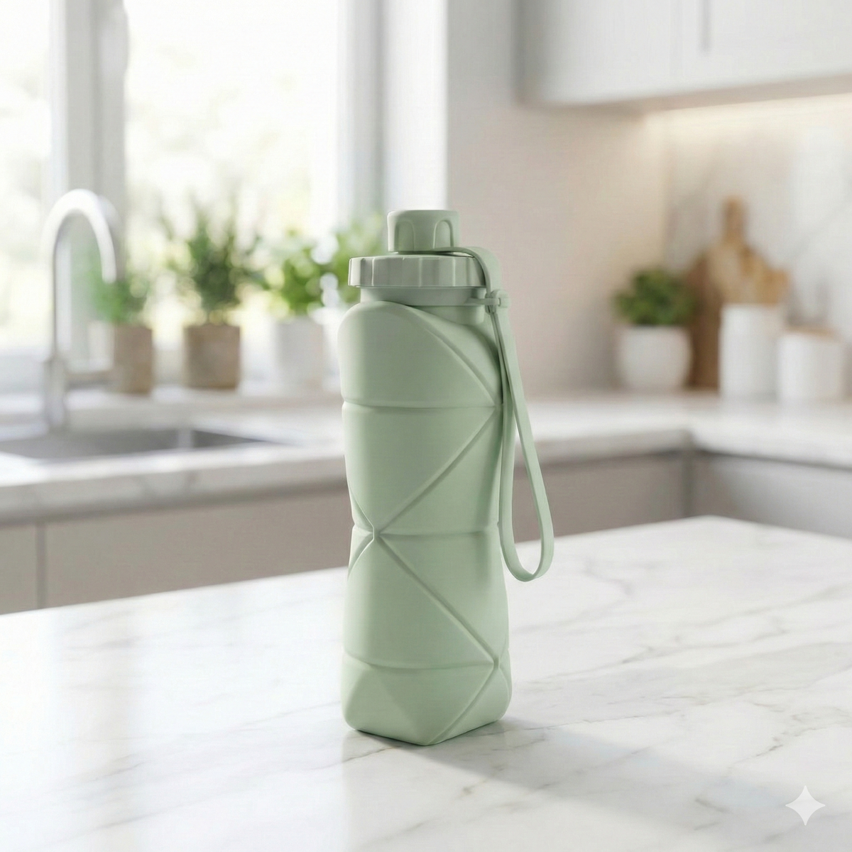 Tukshi Folding Silicone Water Bottle - 600 Ml Collapsible Bottle (Multicolor)