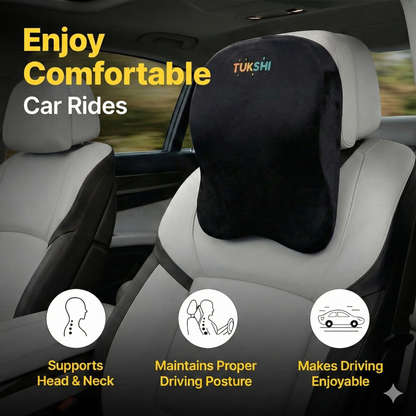 Tukshi Ultimate Car Neck Rest Pillow | Ultrasoft Pillow  | Black