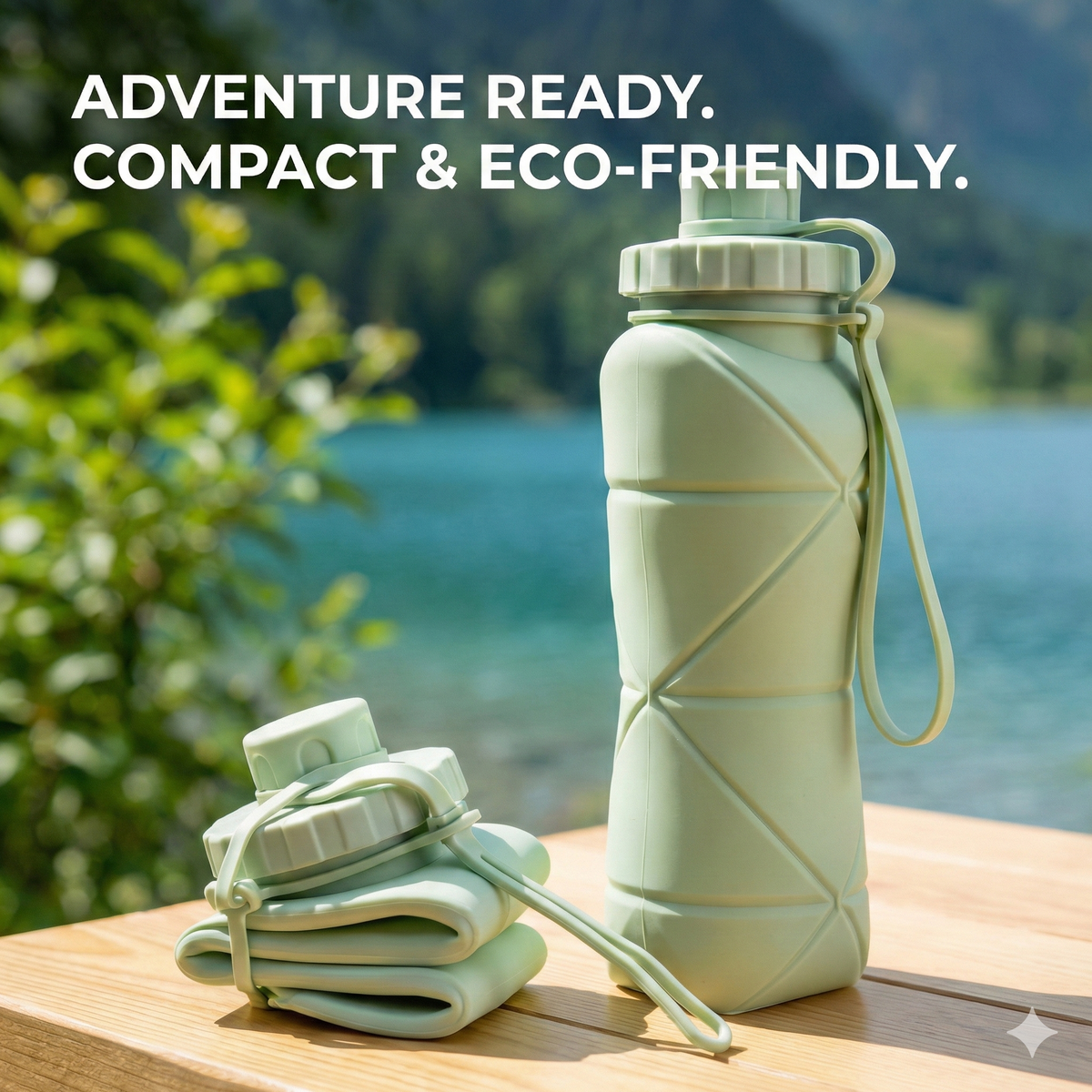 Tukshi Folding Silicone Water Bottle - 600 Ml Collapsible Bottle (Multicolor)