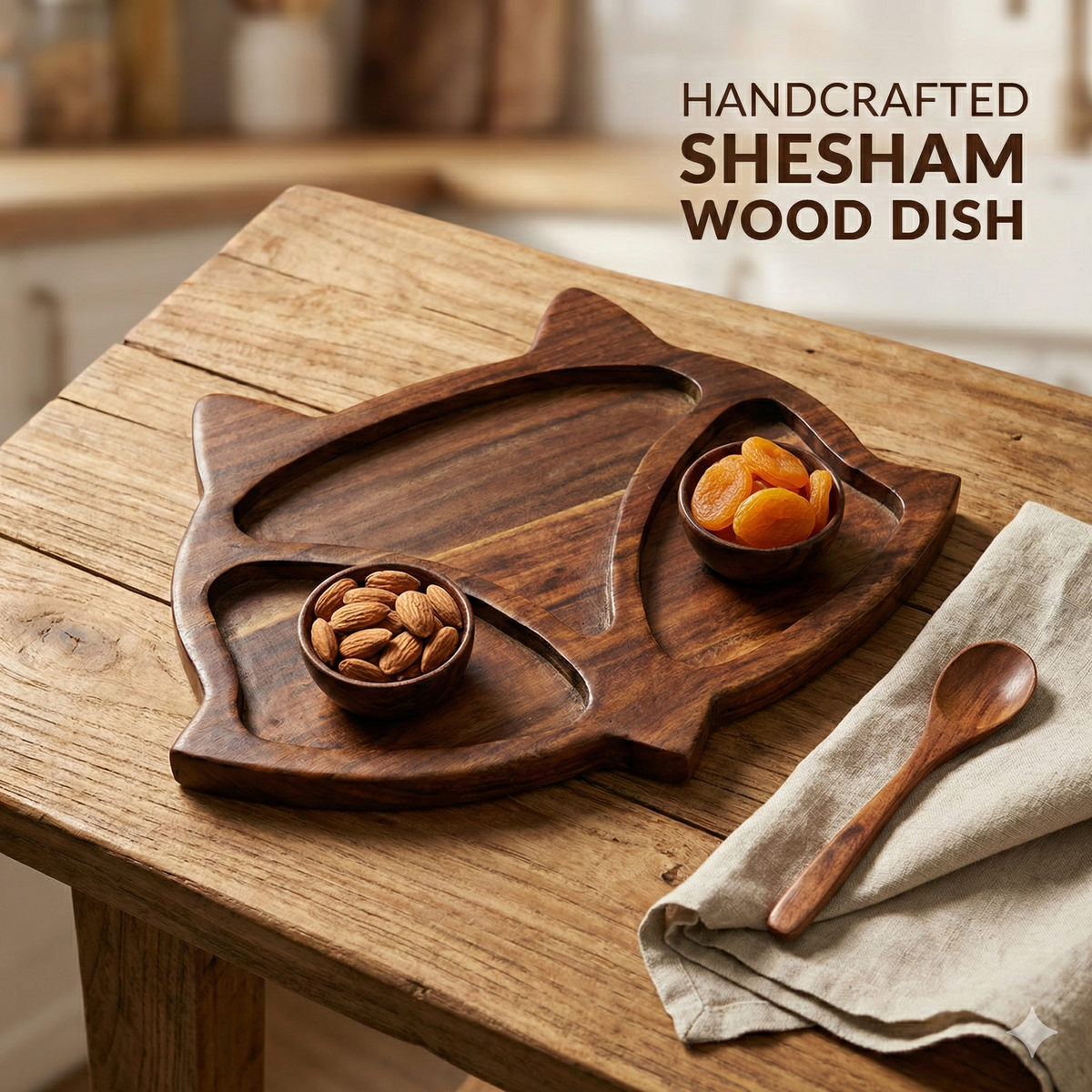 Sheesham Wood Serving Plate (Multiple Shapes)