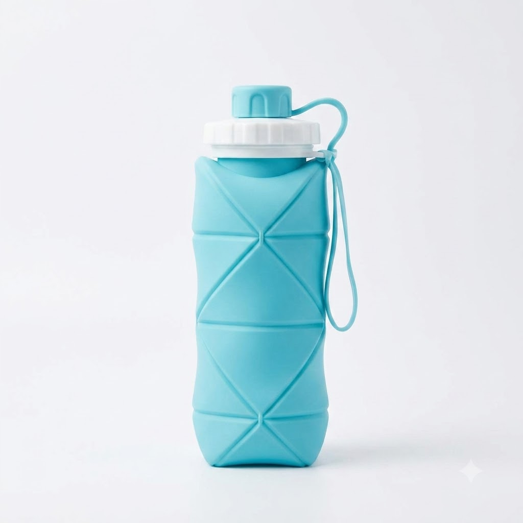 Tukshi Folding Silicone Water Bottle - 600 Ml Collapsible Bottle (Multicolor)
