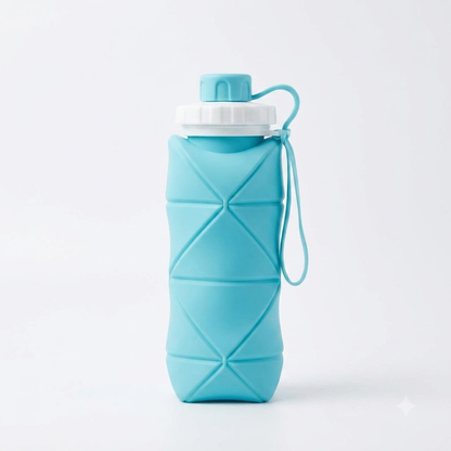 Tukshi Folding Silicone Water Bottle - 600 Ml Collapsible Bottle (Multicolor)