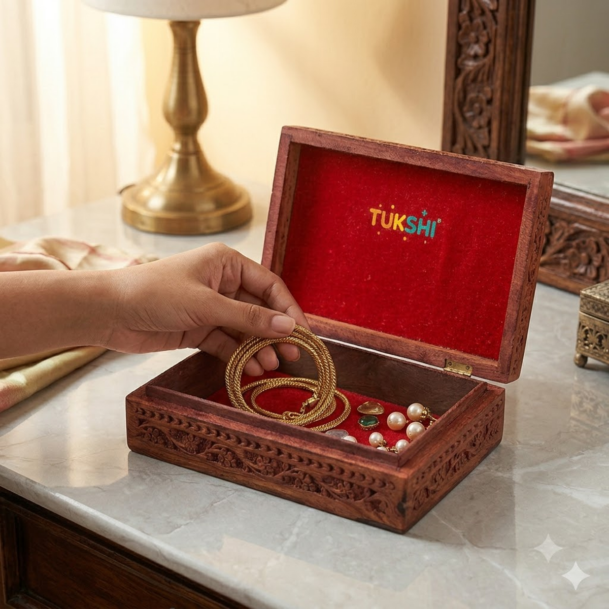 Tukshi Wooden Carvings Jewellery Box