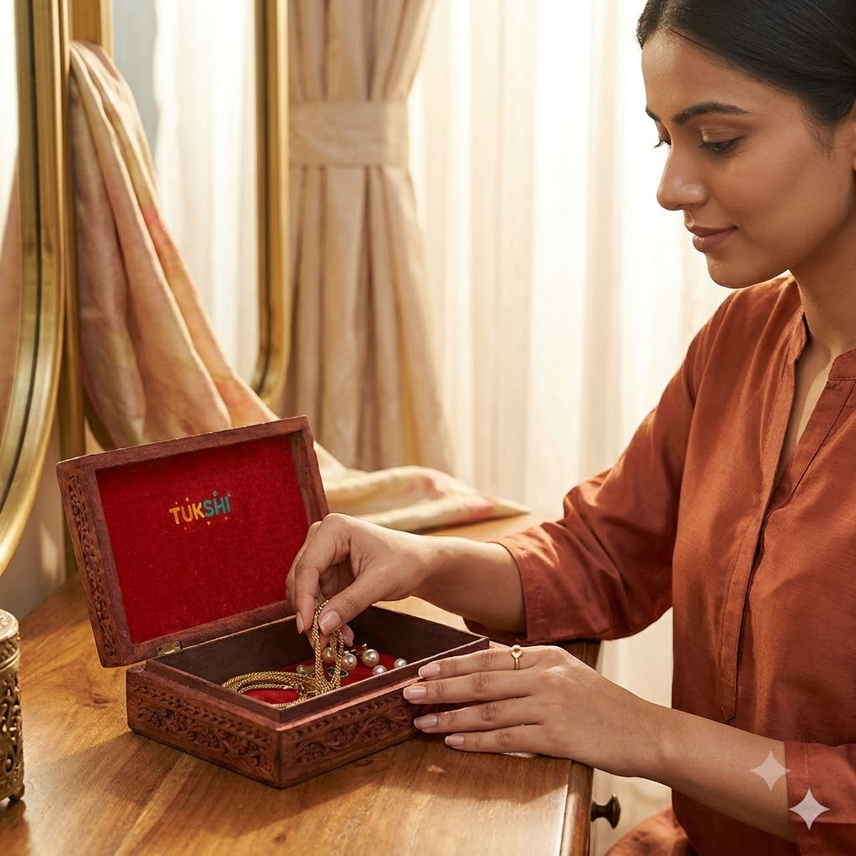 Tukshi Wooden Carvings Jewellery Box